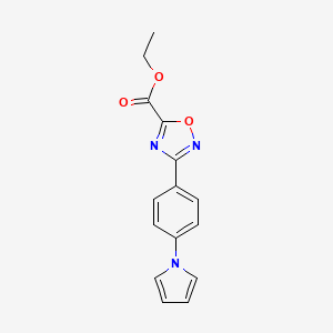 molecular formula C15H13N3O3 B2945732 ethyl 3-[4-(1H-pyrrol-1-yl)phenyl]-1,2,4-oxadiazole-5-carboxylate CAS No. 884982-47-2