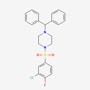 molecular formula C23H22ClFN2O2S B2945738 1-(3-氯-4-氟苯磺酰基)-4-(二苯甲基)哌嗪 CAS No. 667912-14-3
