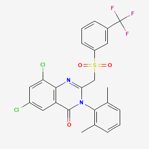 molecular formula C24H17Cl2F3N2O3S B2945742 6,8-Dichloro-3-(2,6-dimethylphenyl)-2-[[3-(trifluoromethyl)phenyl]sulfonylmethyl]quinazolin-4-one CAS No. 866038-71-3