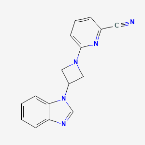 molecular formula C16H13N5 B2945747 6-[3-(Benzimidazol-1-yl)azetidin-1-yl]pyridine-2-carbonitrile CAS No. 2380173-92-0