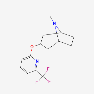 molecular formula C14H17F3N2O B2945755 8-甲基-3-{[6-(三氟甲基)吡啶-2-基]氧基}-8-氮杂双环[3.2.1]辛烷 CAS No. 2176125-98-5