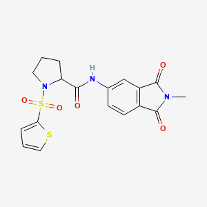 molecular formula C18H17N3O5S2 B2945758 N-(2-methyl-1,3-dioxoisoindolin-5-yl)-1-(thiophen-2-ylsulfonyl)pyrrolidine-2-carboxamide CAS No. 1100760-54-0