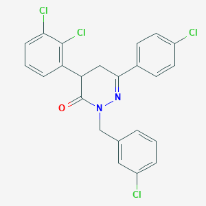 molecular formula C23H16Cl4N2O B2945762 6-(4-Chlorophenyl)-2-[(3-chlorophenyl)methyl]-4-(2,3-dichlorophenyl)-4,5-dihydropyridazin-3-one CAS No. 344282-75-3