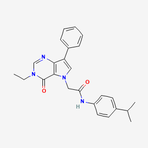 2-(3-ethyl-4-oxo-7-phenyl-3,4-dihydro-5H-pyrrolo[3,2-d]pyrimidin-5-yl)-N-[4-(propan-2-yl)phenyl]acetamide