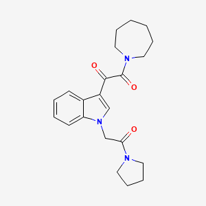 molecular formula C22H27N3O3 B2945768 1-(氮杂环戊-1-基)-2-(1-(2-氧代-2-(吡咯烷-1-基)乙基)-1H-吲哚-3-基)乙烷-1,2-二酮 CAS No. 872848-80-1