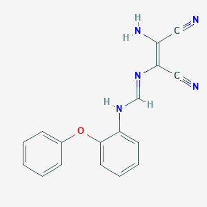 molecular formula C17H13N5O B2945772 (E)-N'-[(1Z)-2-amino-1,2-dicyanoeth-1-en-1-yl]-N-(2-phenoxyphenyl)methanimidamide CAS No. 672951-98-3