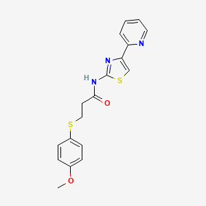 molecular formula C18H17N3O2S2 B2945778 3-((4-methoxyphenyl)thio)-N-(4-(pyridin-2-yl)thiazol-2-yl)propanamide CAS No. 941902-62-1