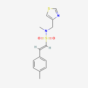 molecular formula C14H16N2O2S2 B2945780 (E)-N-methyl-2-(4-methylphenyl)-N-(1,3-thiazol-4-ylmethyl)ethenesulfonamide CAS No. 1241690-11-8