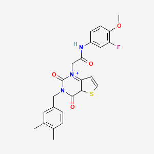 molecular formula C24H22FN3O4S B2945784 2-{3-[(3,4-dimethylphenyl)methyl]-2,4-dioxo-1H,2H,3H,4H-thieno[3,2-d]pyrimidin-1-yl}-N-(3-fluoro-4-methoxyphenyl)acetamide CAS No. 1252822-50-6