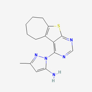 molecular formula C15H17N5S B2945790 3-methyl-1-(6,7,8,9-tetrahydro-5H-cyclohepta[4,5]thieno[2,3-d]pyrimidin-4-yl)-1H-pyrazol-5-amine CAS No. 378786-21-1