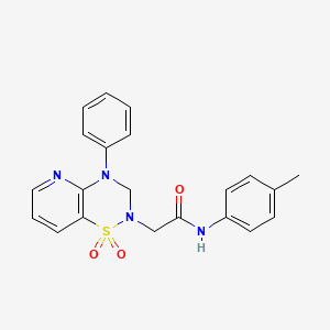 molecular formula C21H20N4O3S B2945798 2-(1,1-dioxido-4-phenyl-3,4-dihydro-2H-pyrido[2,3-e][1,2,4]thiadiazin-2-yl)-N-(p-tolyl)acetamide CAS No. 1251628-62-2