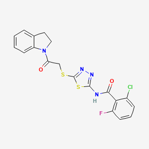 molecular formula C19H14ClFN4O2S2 B2945809 2-chloro-6-fluoro-N-(5-((2-(indolin-1-yl)-2-oxoethyl)thio)-1,3,4-thiadiazol-2-yl)benzamide CAS No. 391868-90-9