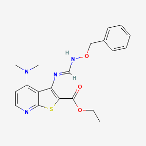 molecular formula C20H22N4O3S B2945811 Ethyl 3-({[(benzyloxy)imino]methyl}amino)-4-(dimethylamino)thieno[2,3-b]pyridine-2-carboxylate CAS No. 341967-23-5