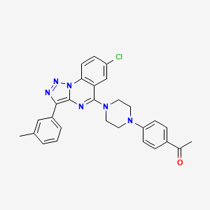 molecular formula C28H25ClN6O B2945813 1-(4-{4-[7-Chloro-3-(3-methylphenyl)[1,2,3]triazolo[1,5-a]quinazolin-5-yl]piperazin-1-yl}phenyl)ethanone CAS No. 900012-54-6