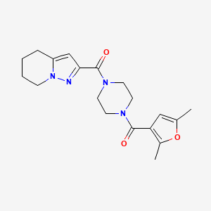 molecular formula C19H24N4O3 B2945817 (4-(2,5-Dimethylfuran-3-carbonyl)piperazin-1-yl)(4,5,6,7-tetrahydropyrazolo[1,5-a]pyridin-2-yl)methanone CAS No. 1903545-92-5