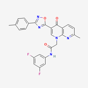 molecular formula C26H19F2N5O3 B2945818 N-(2,4-dimethoxybenzyl)-3-(2-pyrrolidin-1-ylpyrimidin-5-yl)benzamide CAS No. 1032002-43-9