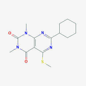 molecular formula C15H20N4O2S B2945830 7-Cyclohexyl-1,3-dimethyl-5-methylsulfanylpyrimido[4,5-d]pyrimidine-2,4-dione CAS No. 872621-22-2