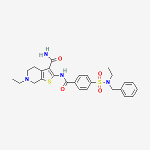 molecular formula C26H30N4O4S2 B2945839 2-[[4-[benzyl(ethyl)sulfamoyl]benzoyl]amino]-6-ethyl-5,7-dihydro-4H-thieno[2,3-c]pyridine-3-carboxamide CAS No. 738620-44-5