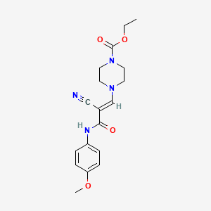 (E)-ethyl 4-(2-cyano-3-((4-methoxyphenyl)amino)-3-oxoprop-1-en-1-yl)piperazine-1-carboxylate