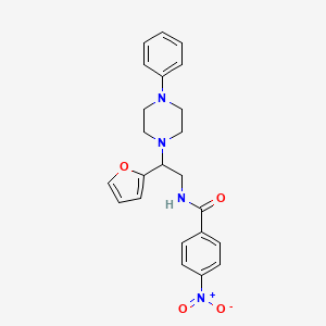 molecular formula C23H24N4O4 B2945880 N-[2-(furan-2-yl)-2-(4-phenylpiperazin-1-yl)ethyl]-4-nitrobenzamide CAS No. 887217-05-2