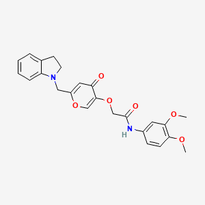 molecular formula C24H24N2O6 B2945884 N-(3,4-dimethoxyphenyl)-2-((6-(indolin-1-ylmethyl)-4-oxo-4H-pyran-3-yl)oxy)acetamide CAS No. 898417-40-8