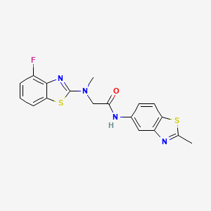 molecular formula C18H15FN4OS2 B2945896 2-((4-fluorobenzo[d]thiazol-2-yl)(methyl)amino)-N-(2-methylbenzo[d]thiazol-5-yl)acetamide CAS No. 1351646-91-7