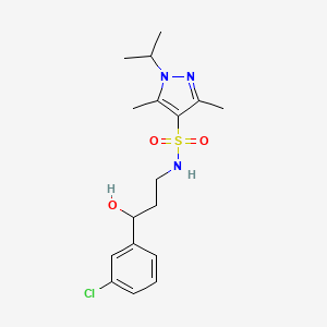 molecular formula C17H24ClN3O3S B2945909 N-(3-(3-chlorophenyl)-3-hydroxypropyl)-1-isopropyl-3,5-dimethyl-1H-pyrazole-4-sulfonamide CAS No. 2034606-63-6