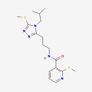 N-{3-[4-(2-methylpropyl)-5-(methylsulfanyl)-4H-1,2,4-triazol-3-yl]propyl}-2-(methylsulfanyl)pyridine-3-carboxamide