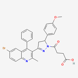 molecular formula C30H26BrN3O4 B2945934 4-[5-(6-Bromo-2-methyl-4-phenylquinolin-3-yl)-3-(4-methoxyphenyl)-3,4-dihydropyrazol-2-yl]-4-oxobutanoic acid CAS No. 330662-91-4