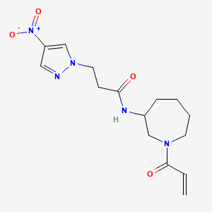 molecular formula C15H21N5O4 B2945937 3-(4-Nitropyrazol-1-yl)-N-(1-prop-2-enoylazepan-3-yl)propanamide CAS No. 2418649-63-3