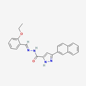 molecular formula C23H20N4O2 B2945947 (E)-N'-(2-ethoxybenzylidene)-3-(naphthalen-2-yl)-1H-pyrazole-5-carbohydrazide CAS No. 307346-44-7