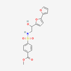 molecular formula C18H17NO7S B2945957 Methyl 4-[(2-{[2,2'-bifuran]-5-yl}-2-hydroxyethyl)sulfamoyl]benzoate CAS No. 2320859-22-9