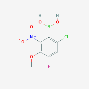 molecular formula C7H6BClFNO5 B2945966 6-Chloro-4-fluoro-3-methoxy-2-nitrophenylboronic acid CAS No. 2377609-08-8