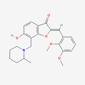 molecular formula C24H27NO5 B2945970 (Z)-2-(2,3-dimethoxybenzylidene)-6-hydroxy-7-((2-methylpiperidin-1-yl)methyl)benzofuran-3(2H)-one CAS No. 859661-98-6