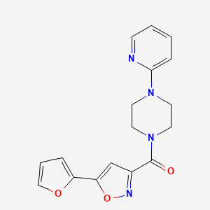 molecular formula C17H16N4O3 B2945976 (5-(Furan-2-yl)isoxazol-3-yl)(4-(pyridin-2-yl)piperazin-1-yl)methanone CAS No. 1207050-88-1