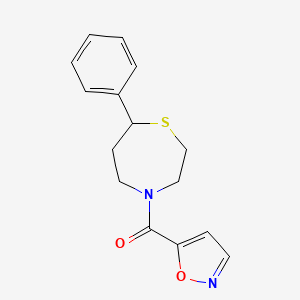molecular formula C15H16N2O2S B2945989 Isoxazol-5-yl(7-phenyl-1,4-thiazepan-4-yl)methanone CAS No. 1796961-24-4