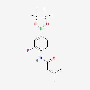 molecular formula C17H25BFNO3 B2945998 N-[2-氟-4-(四甲基-1,3,2-二氧杂硼烷-2-基)苯基]-3-甲基丁酰胺 CAS No. 2246643-10-5