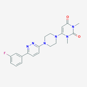 molecular formula C20H21FN6O2 B2946008 6-[4-[6-(3-Fluorophenyl)pyridazin-3-yl]piperazin-1-yl]-1,3-dimethylpyrimidine-2,4-dione CAS No. 2380078-92-0