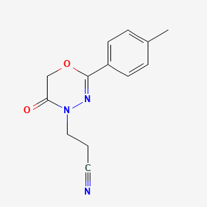 molecular formula C13H13N3O2 B2946013 3-[2-(4-methylphenyl)-5-oxo-5,6-dihydro-4H-1,3,4-oxadiazin-4-yl]propanenitrile CAS No. 861212-61-5