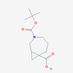 molecular formula C13H21NO4 B2946017 3-[(叔丁氧羰基)羰基]-3-氮杂双环[5.1.0]辛烷-7-羧酸 CAS No. 2155855-70-0