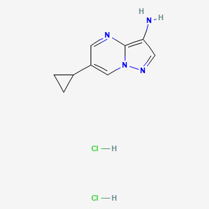 molecular formula C9H12Cl2N4 B2946019 6-Cyclopropylpyrazolo[1,5-a]pyrimidin-3-amine;dihydrochloride CAS No. 2408974-10-5