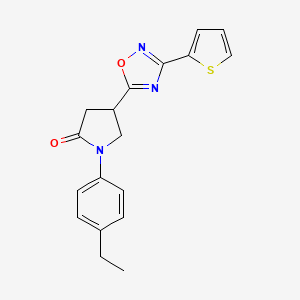 molecular formula C18H17N3O2S B2946038 1-(4-Ethylphenyl)-4-[3-(thiophen-2-yl)-1,2,4-oxadiazol-5-yl]pyrrolidin-2-one CAS No. 941892-26-8