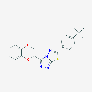 molecular formula C21H20N4O2S B294604 6-(4-Tert-butylphenyl)-3-(2,3-dihydro-1,4-benzodioxin-2-yl)[1,2,4]triazolo[3,4-b][1,3,4]thiadiazole 