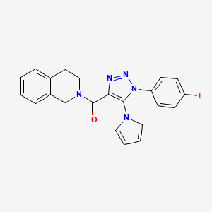 molecular formula C22H18FN5O B2946074 3,4-Dihydro-1H-isoquinolin-2-yl-[1-(4-fluorophenyl)-5-pyrrol-1-yltriazol-4-yl]methanone CAS No. 2320545-98-8