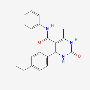 molecular formula C21H23N3O2 B2946078 4-(4-isopropylphenyl)-6-methyl-2-oxo-N-phenyl-1,2,3,4-tetrahydropyrimidine-5-carboxamide CAS No. 421575-80-6