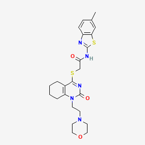 N-(6-methyl-1,3-benzothiazol-2-yl)-2-({1-[2-(morpholin-4-yl)ethyl]-2-oxo-1,2,5,6,7,8-hexahydroquinazolin-4-yl}sulfanyl)acetamide