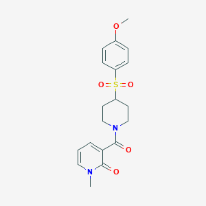 molecular formula C19H22N2O5S B2946085 3-(4-((4-methoxyphenyl)sulfonyl)piperidine-1-carbonyl)-1-methylpyridin-2(1H)-one CAS No. 1704516-62-0