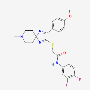 molecular formula C23H24F2N4O2S B2946088 N-(3,4-difluorophenyl)-2-((3-(4-methoxyphenyl)-8-methyl-1,4,8-triazaspiro[4.5]deca-1,3-dien-2-yl)thio)acetamide CAS No. 1189709-89-4