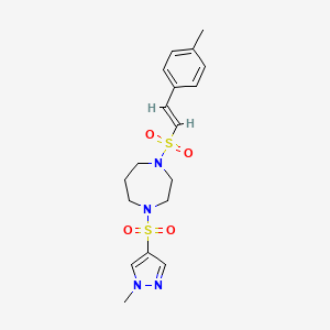 molecular formula C18H24N4O4S2 B2946096 (E)-1-((1-methyl-1H-pyrazol-4-yl)sulfonyl)-4-((4-methylstyryl)sulfonyl)-1,4-diazepane CAS No. 2035004-15-8