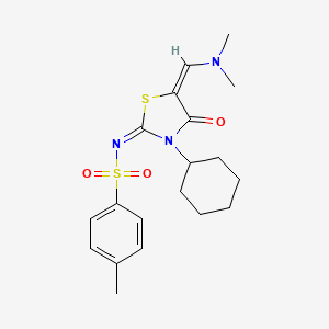 (E)-N-((E)-3-cyclohexyl-5-((dimethylamino)methylene)-4-oxothiazolidin-2-ylidene)-4-methylbenzenesulfonamide